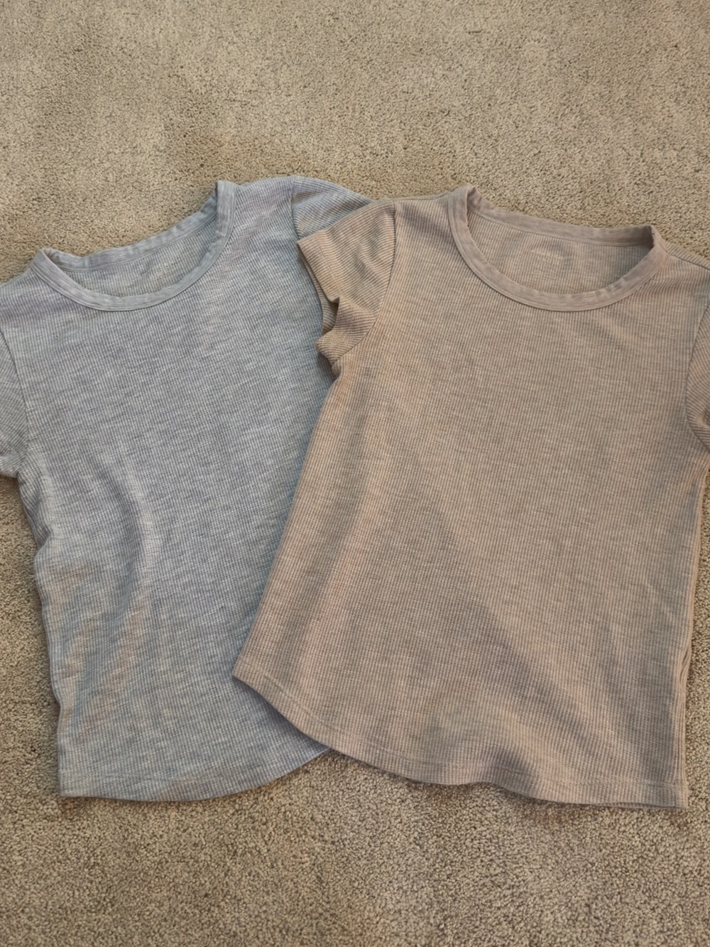 American Eagle Outfitters Waffle Knit Short-Sleeve Thermals - Gray & Tan Bundle